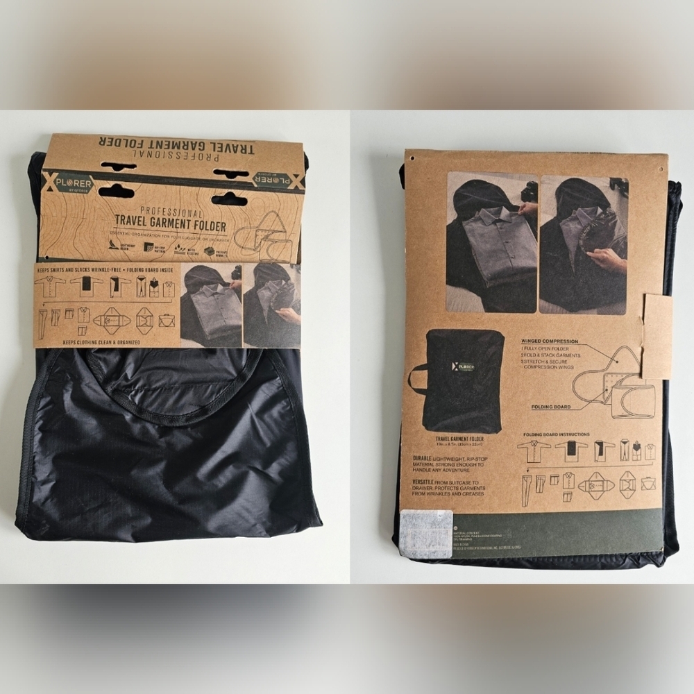 XPLORER Travel Garment Folder Black Medium